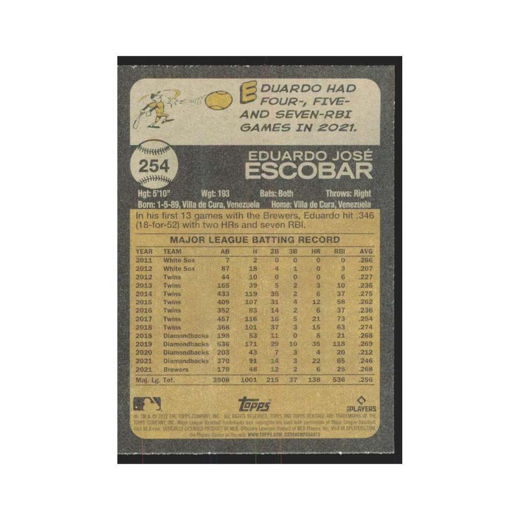 2022 Topps Heritage Eduardo Escobar Mets #254