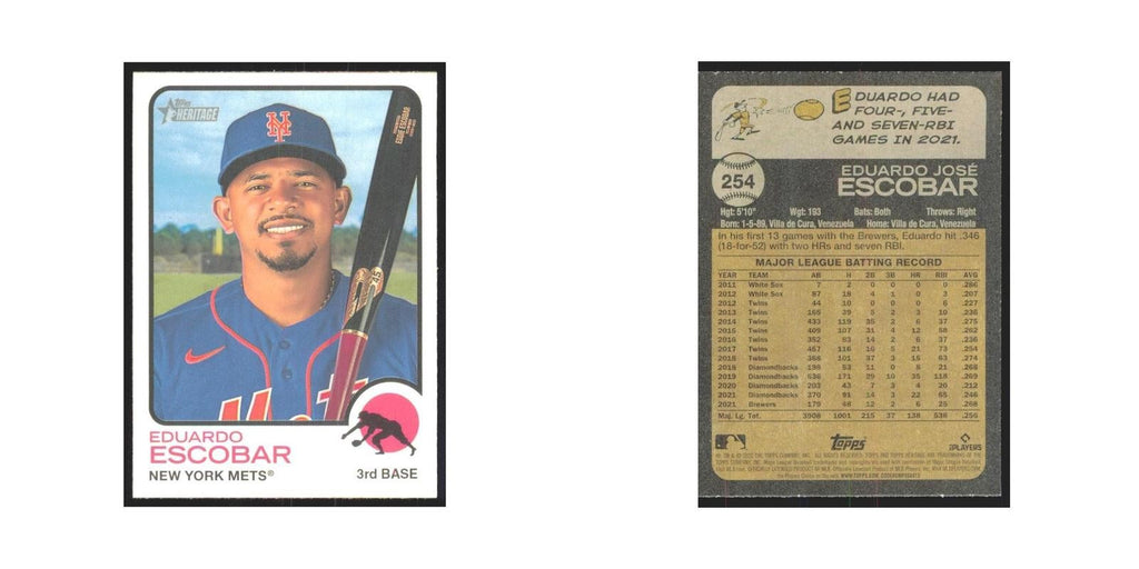 2022 Topps Heritage Eduardo Escobar Mets #254