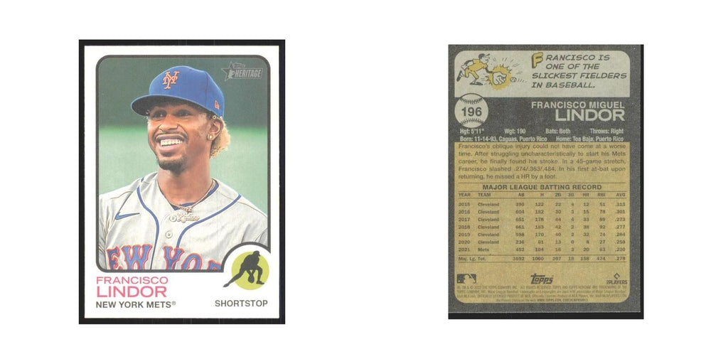 2022 Topps Heritage Francisco Lindor Mets #196