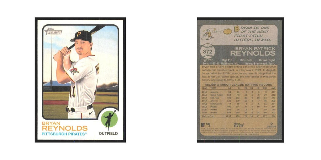2022 Topps Heritage Bryan Reynolds Pirates #372