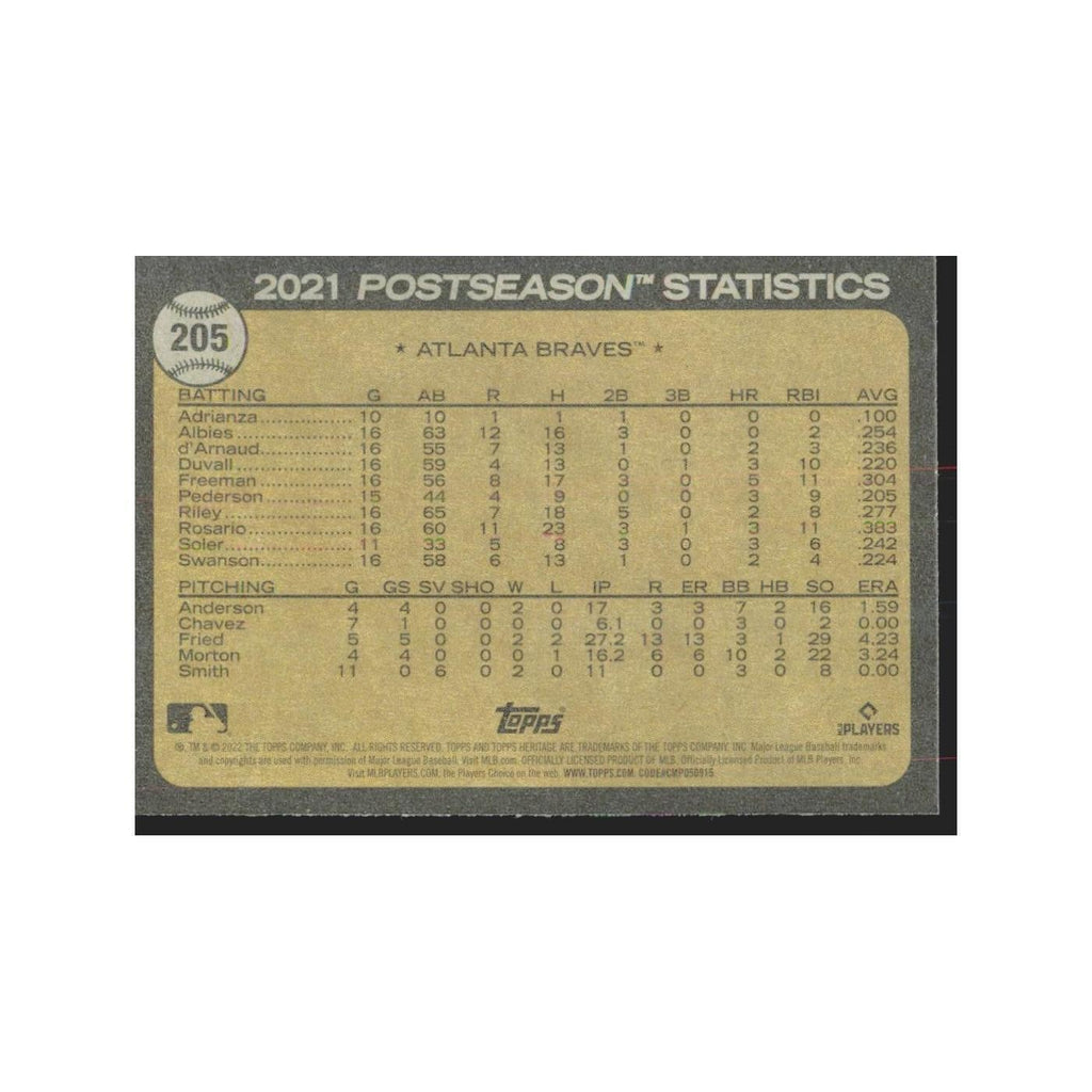 2022 Topps Heritage Austin Riley Braves #205