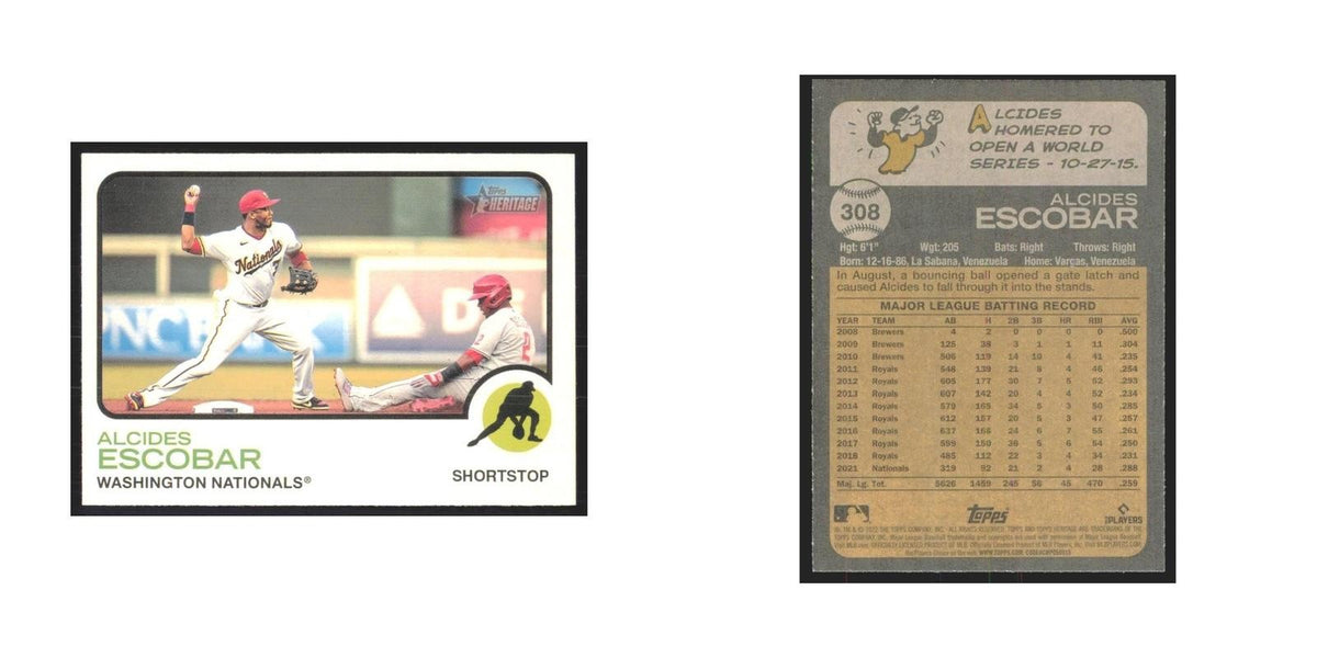 2022 Topps Heritage Alcides Escobar Nationals #308