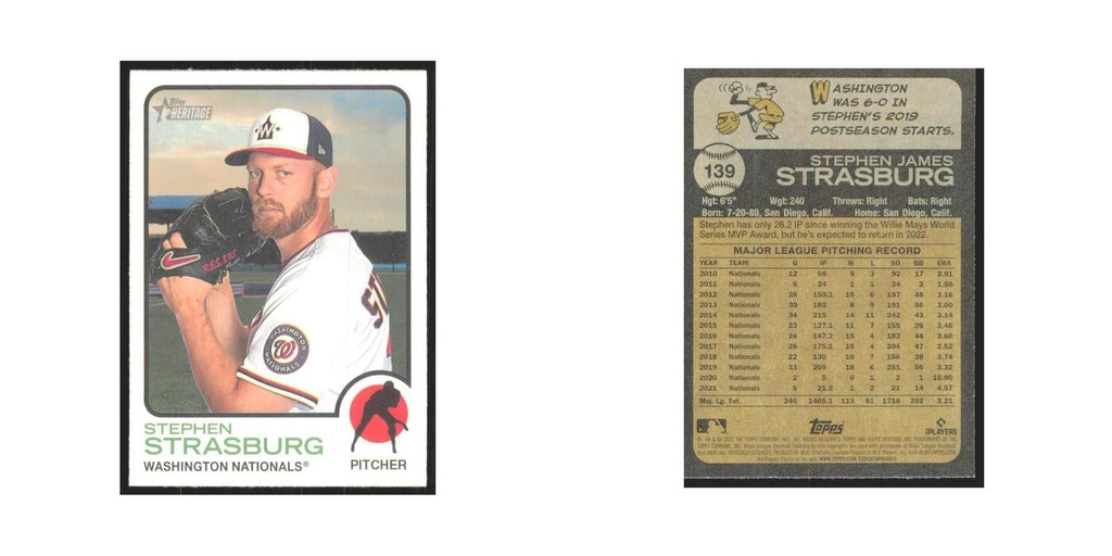 2022 Topps Heritage Stephen Strasburg Nationals #139