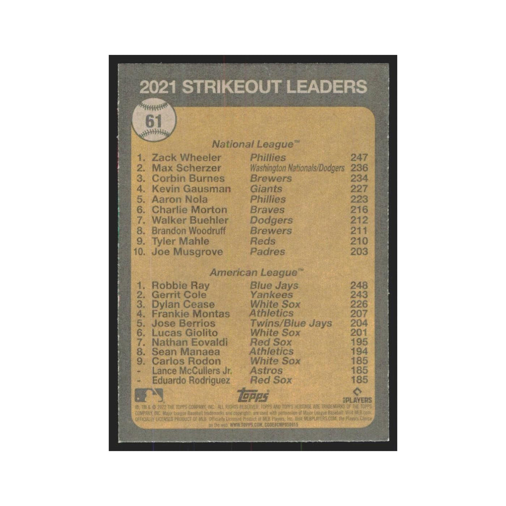 2022 Robbie Ray/Zack Wheeler Toronto Blue Jays/Philadelphia Phillies