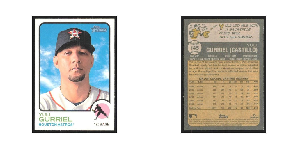 2022 Topps Heritage Yuli Gurriel Astros #145