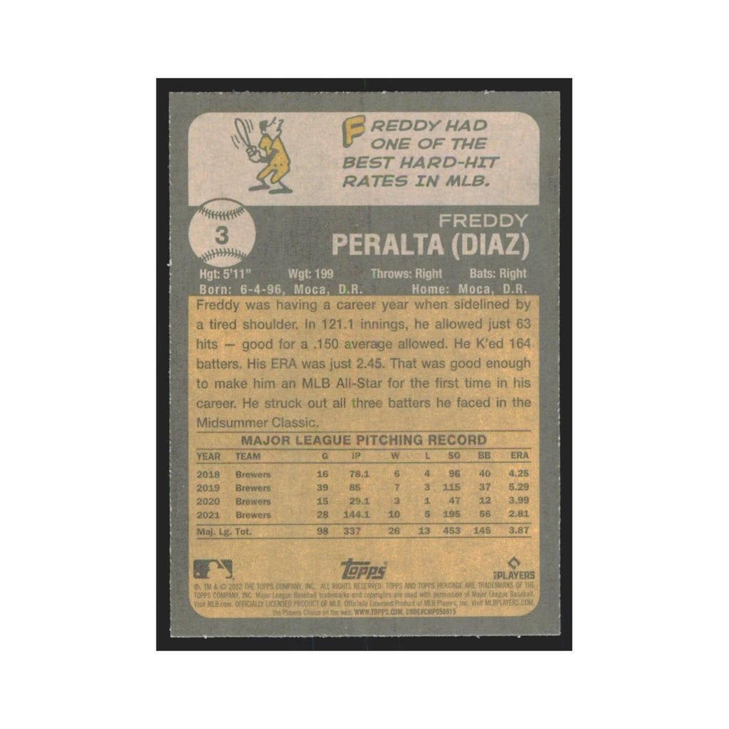 2022 Topps Heritage Freddy Peralta Brewers #3