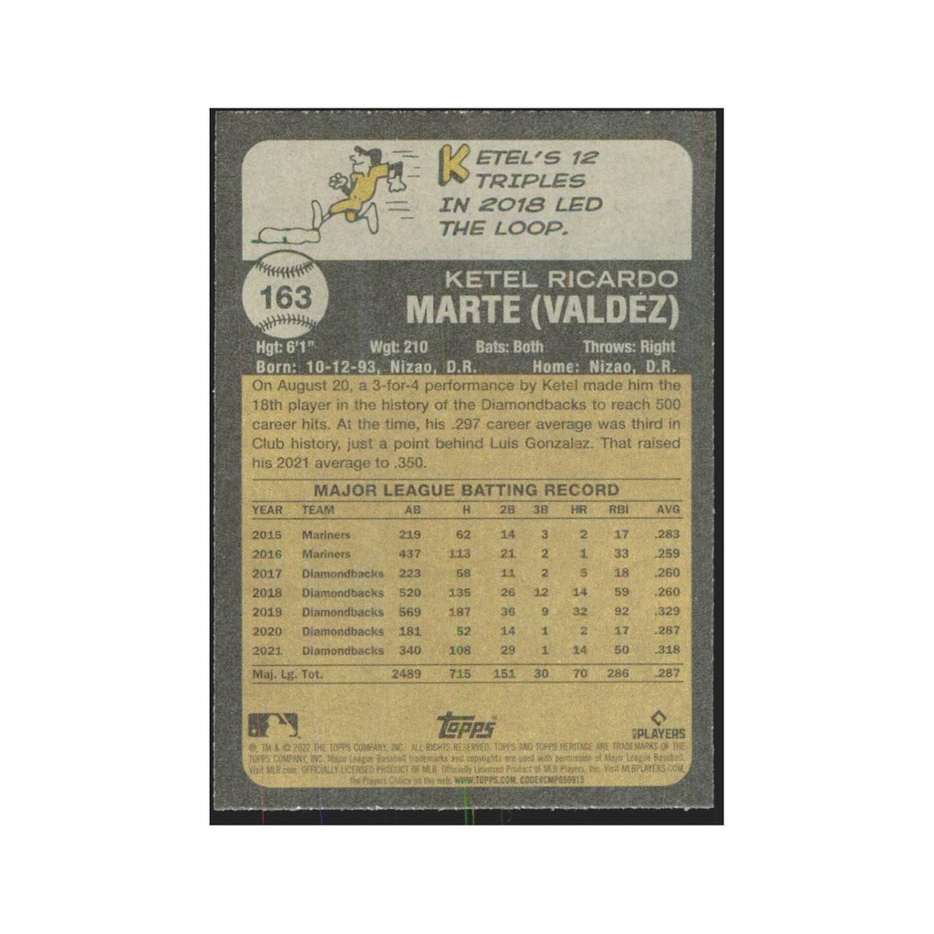 2022 Topps Heritage Ketel Marte Diamondbacks #163
