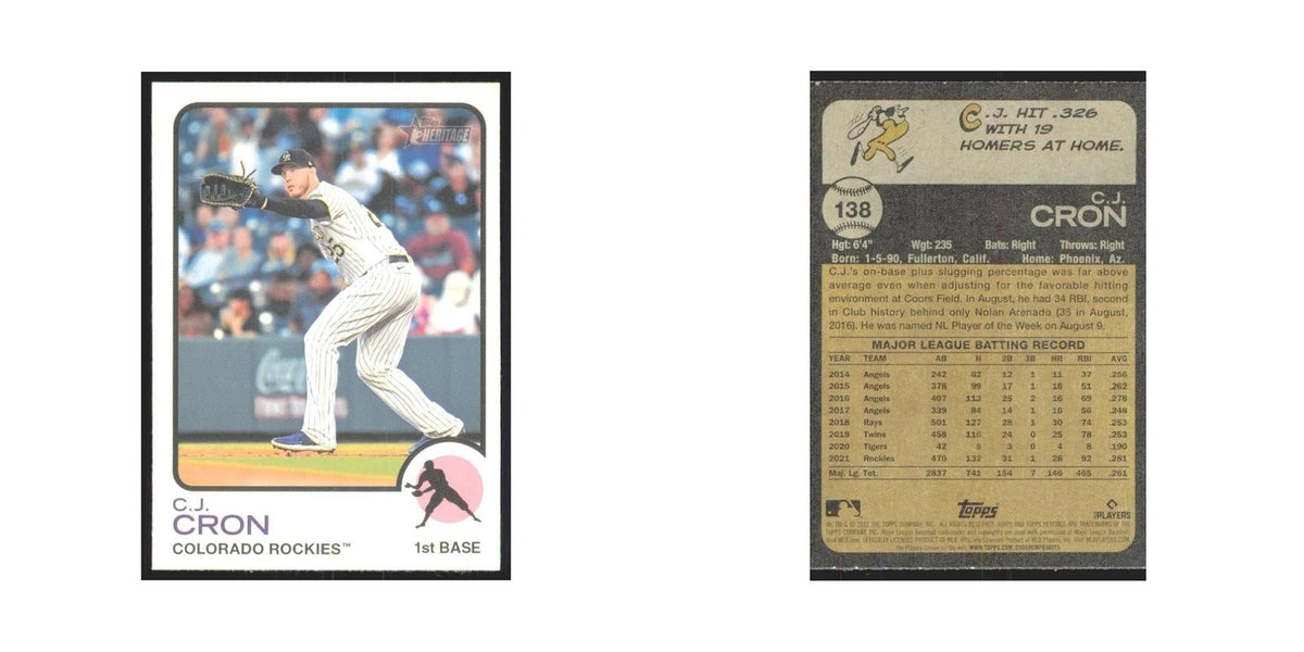 2022 Topps Heritage C.J. Cron Rockies #138