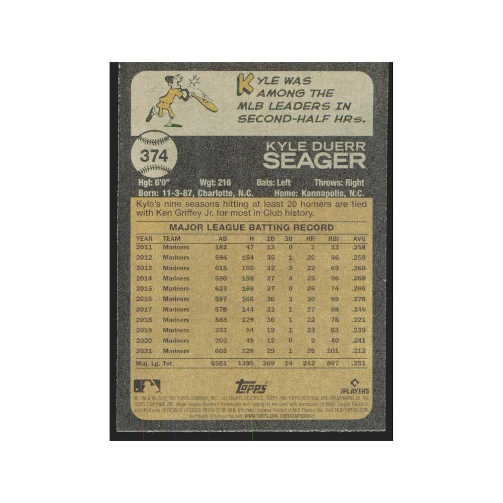 2022 Topps Heritage Kyle Seager Mariners #374