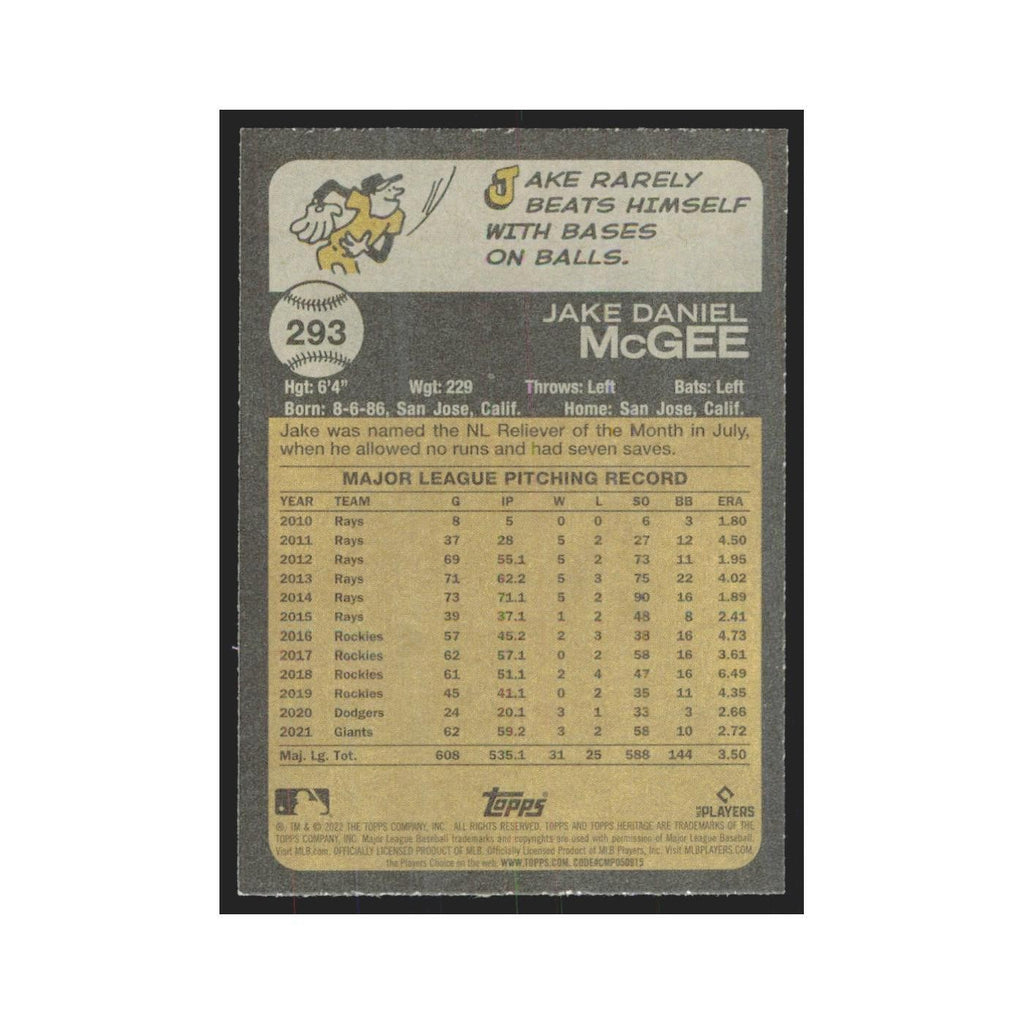2022 Topps Heritage Jake McGee Giants #293