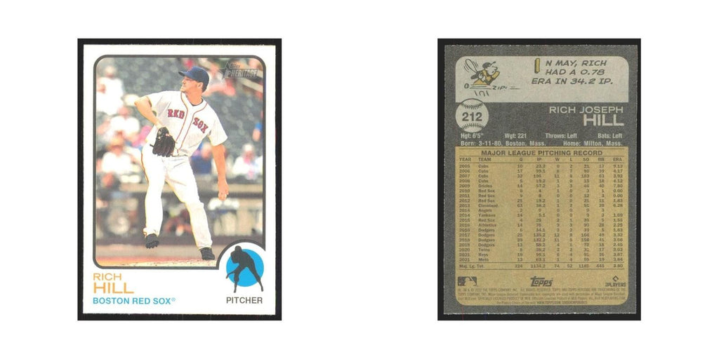 2022 Topps Heritage Rich Hill Red Sox #212