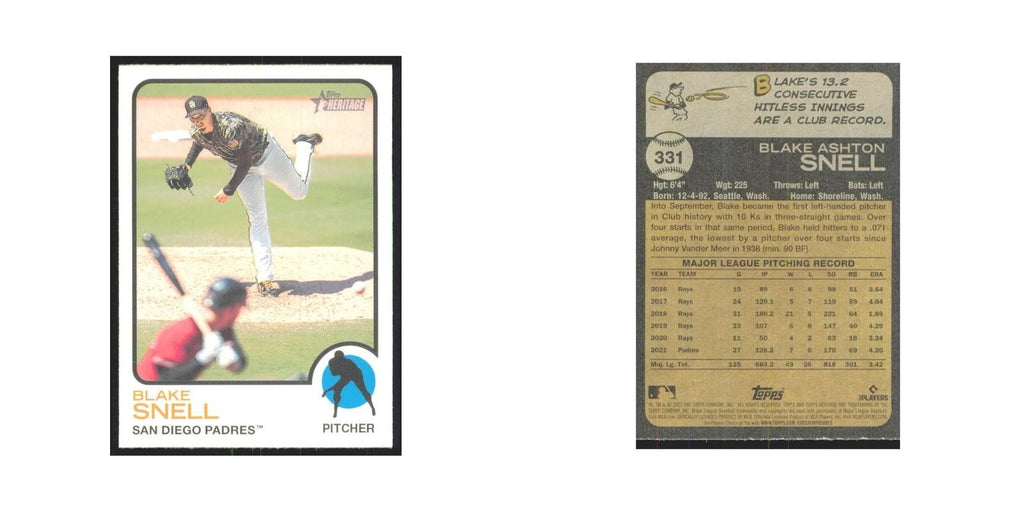 2022 Topps Heritage Blake Snell Padres #331