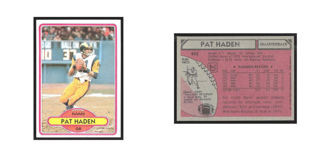 1980 Topps Pat Haden Rams #445