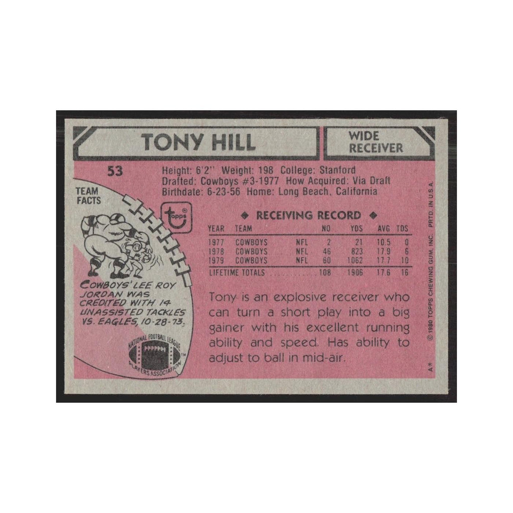 1980 Topps Tony Hill Cowboys #53