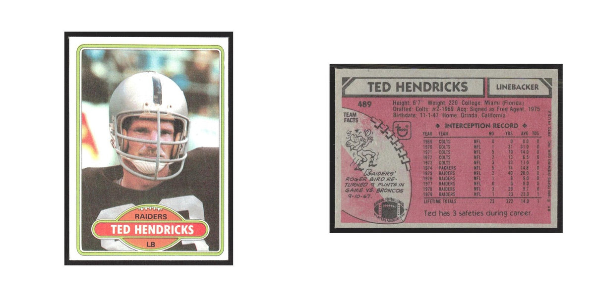 1980 Topps Ted Hendricks Raiders #489