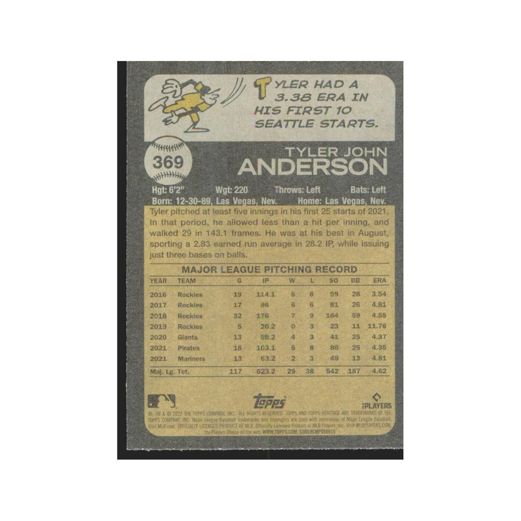 2022 Topps Heritage Tyler Anderson Mariners #369