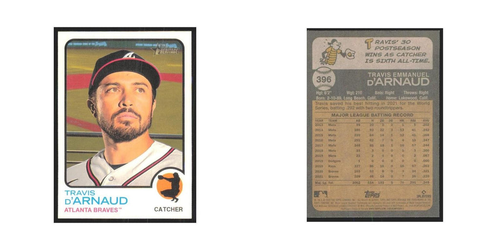 2022 Topps Heritage Travis d'Arnaud Braves #396