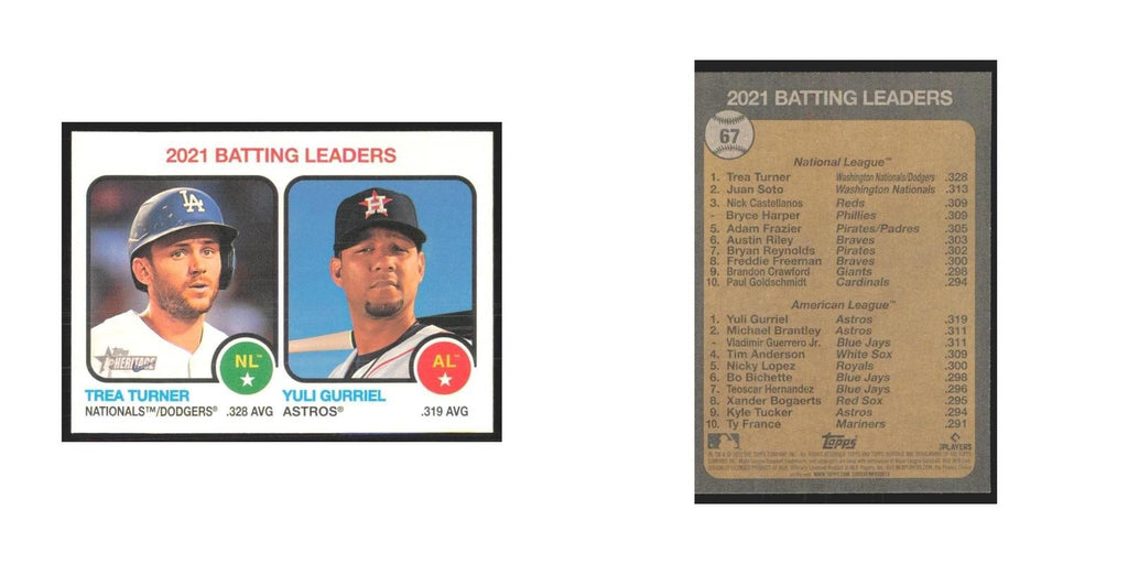 2022 Topps Heritage Yuli Gurriel/Trea Turner Houston Astros/Los Angeles Dodgers