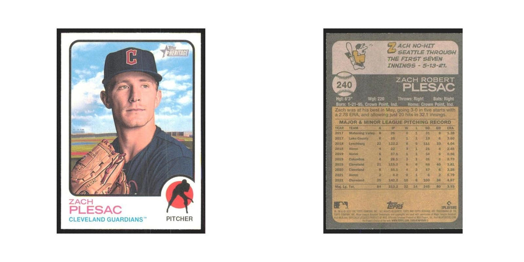2022 Topps Heritage Zach Plesac Guardians #240