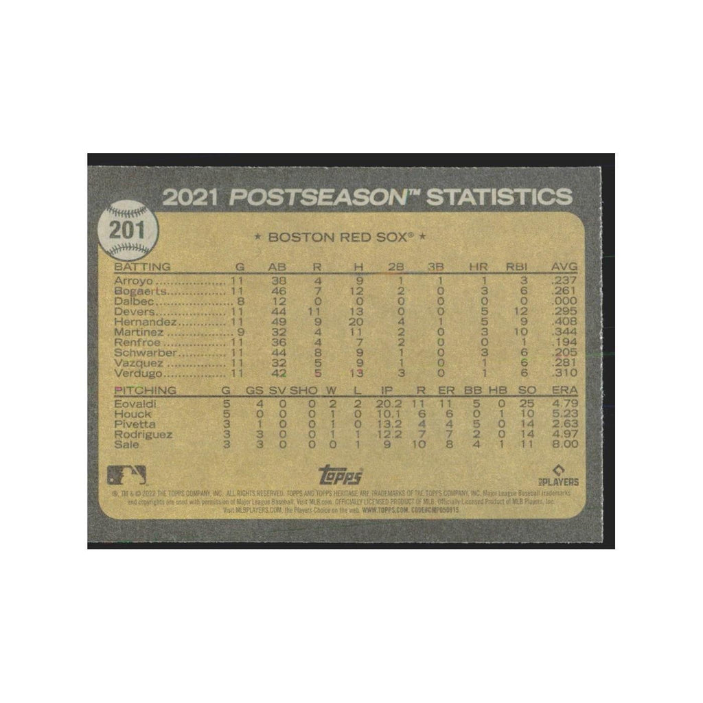 2022 Topps Heritage Hernandez's Hit Red Sox #201