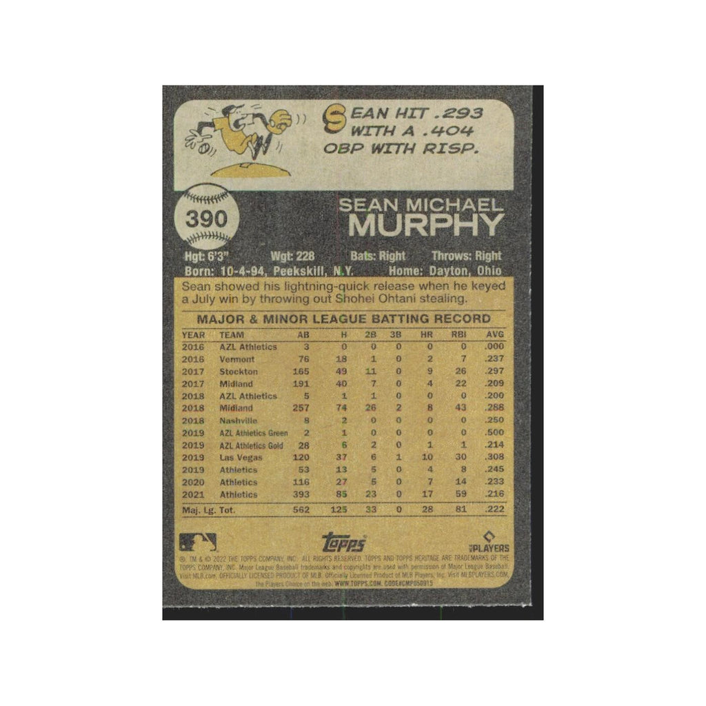 2022 Topps Heritage Sean Murphy Athletics #390