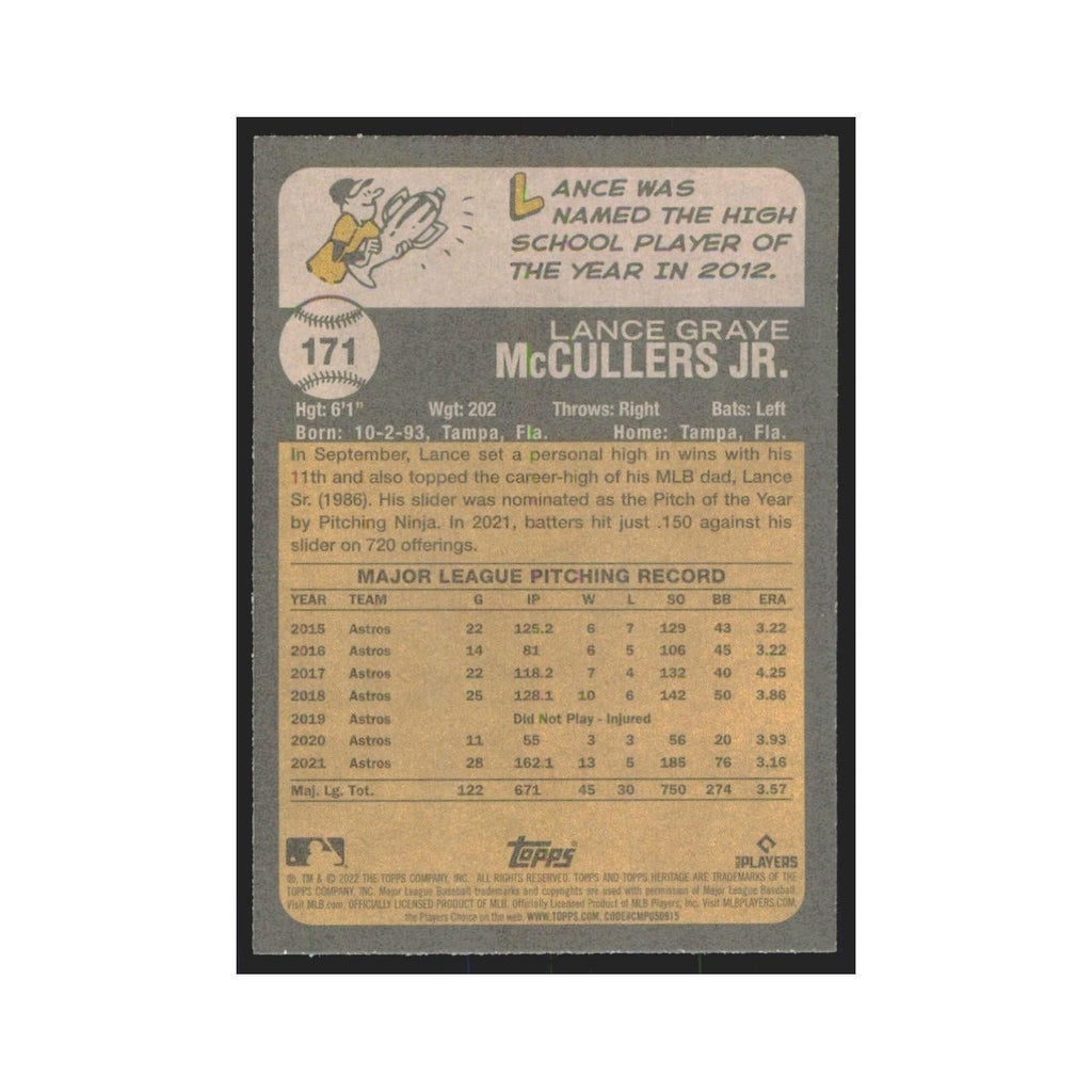 2022 Topps Heritage Lance McCullers Jr. Astros #171