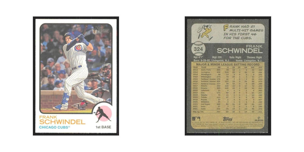 2022 Topps Heritage Frank Schwindel Cubs #324