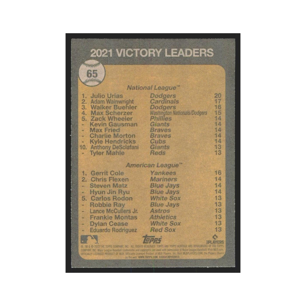 2022 Topps Heritage Julio Urias/Gerrit Cole Los Angeles Dodgers/New York Yankees