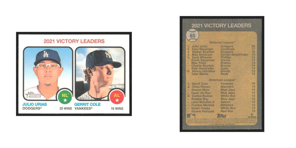 2022 Topps Heritage Julio Urias/Gerrit Cole Los Angeles Dodgers/New York Yankees