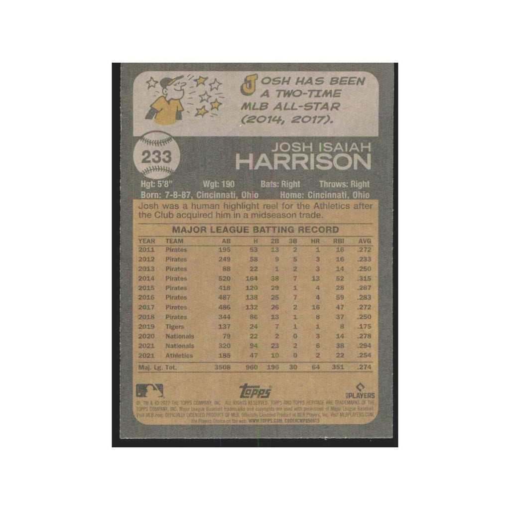 2022 Topps Heritage Josh Harrison Athletics #233