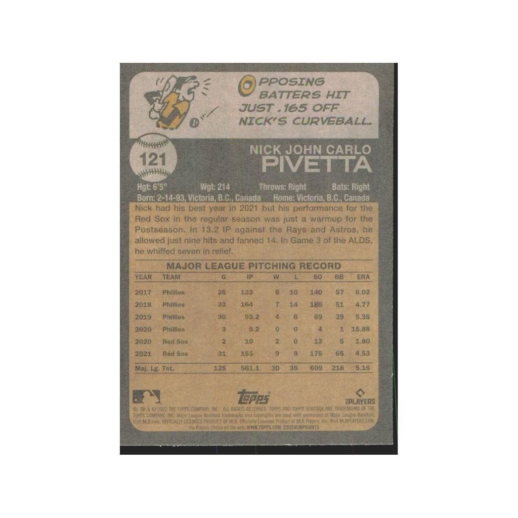 2022 Topps Heritage Nick Pivetta Red Sox #121