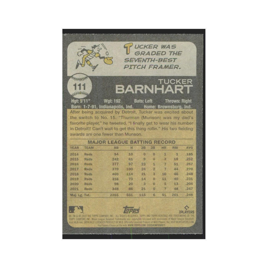 2022 Topps Heritage Tucker Barnhart Tigers #111