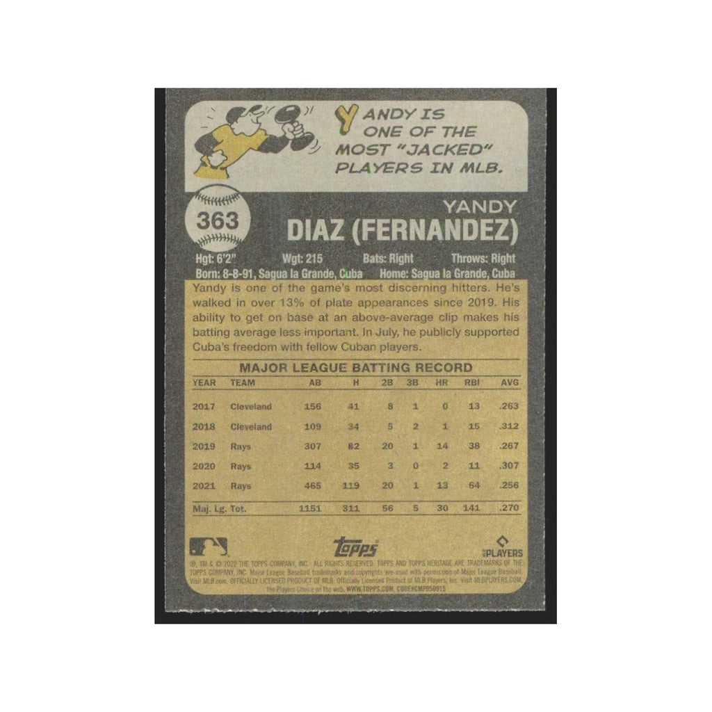 2022 Topps Heritage Yandy Diaz Rays #363