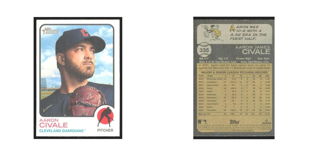 2022 Topps Heritage Aaron Civale Guardians #335
