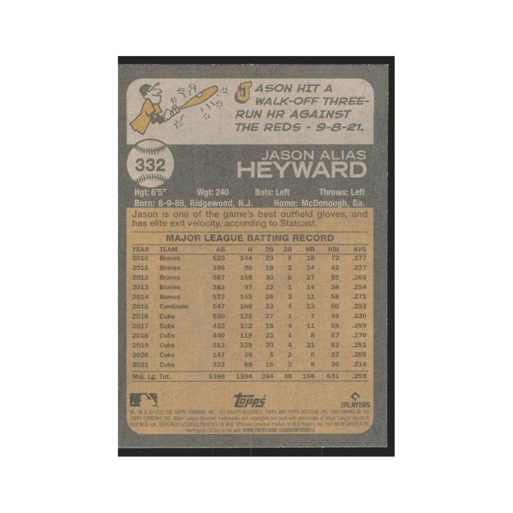 2022 Topps Heritage Jason Heyward Cubs #332