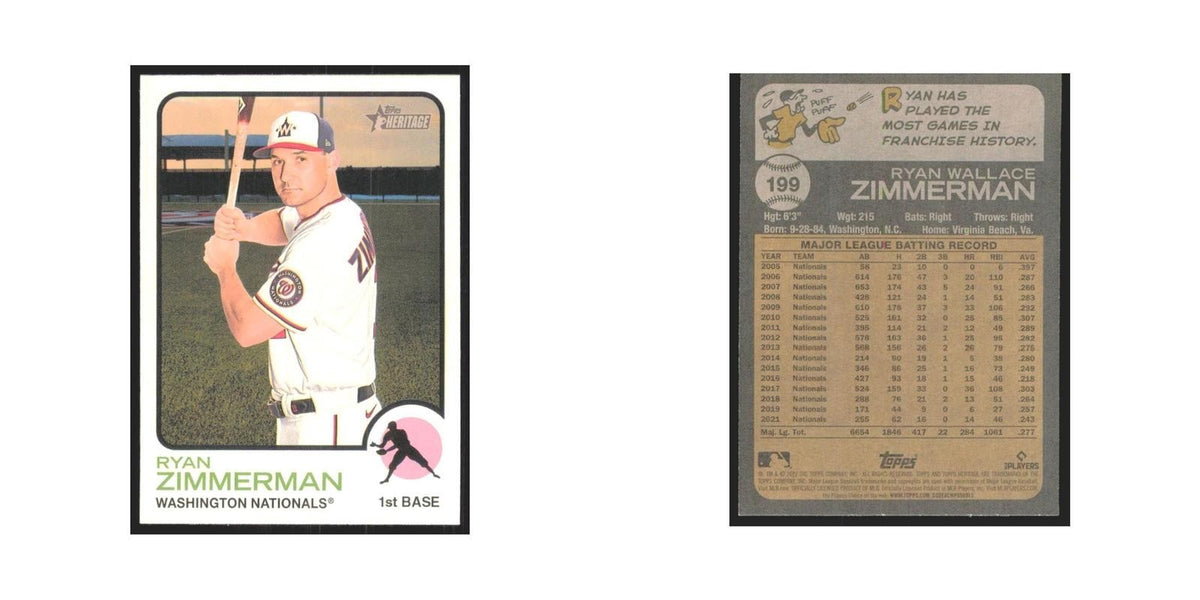 2022 Topps Heritage Ryan Zimmerman Nationals #199