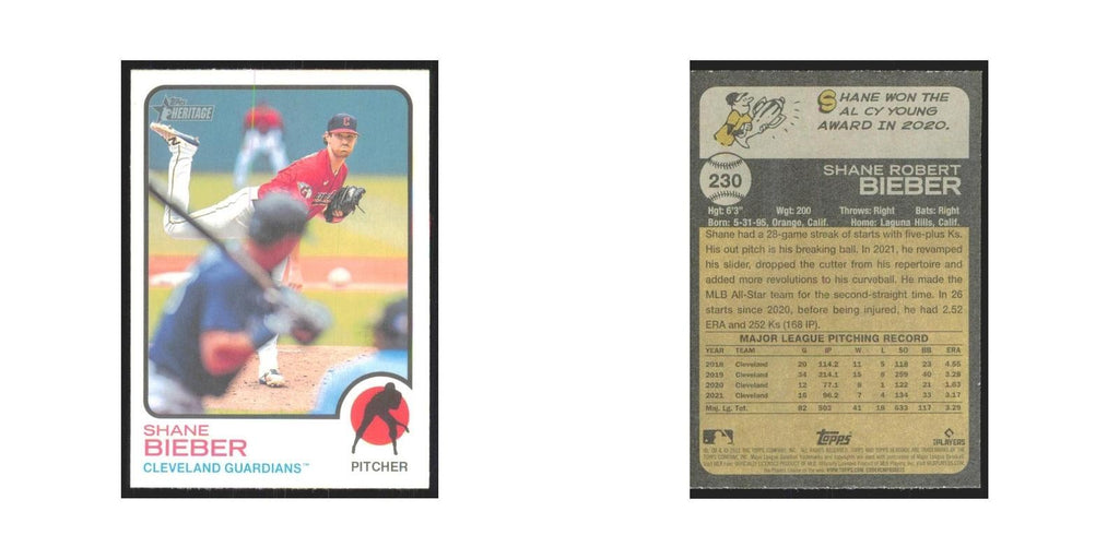 2022 Topps Heritage Shane Bieber Guardians #230