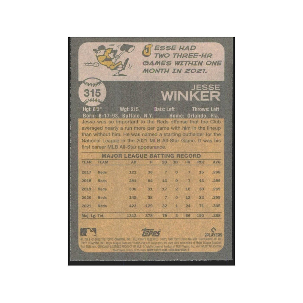 2022 Topps Heritage Jesse Winker Reds #315