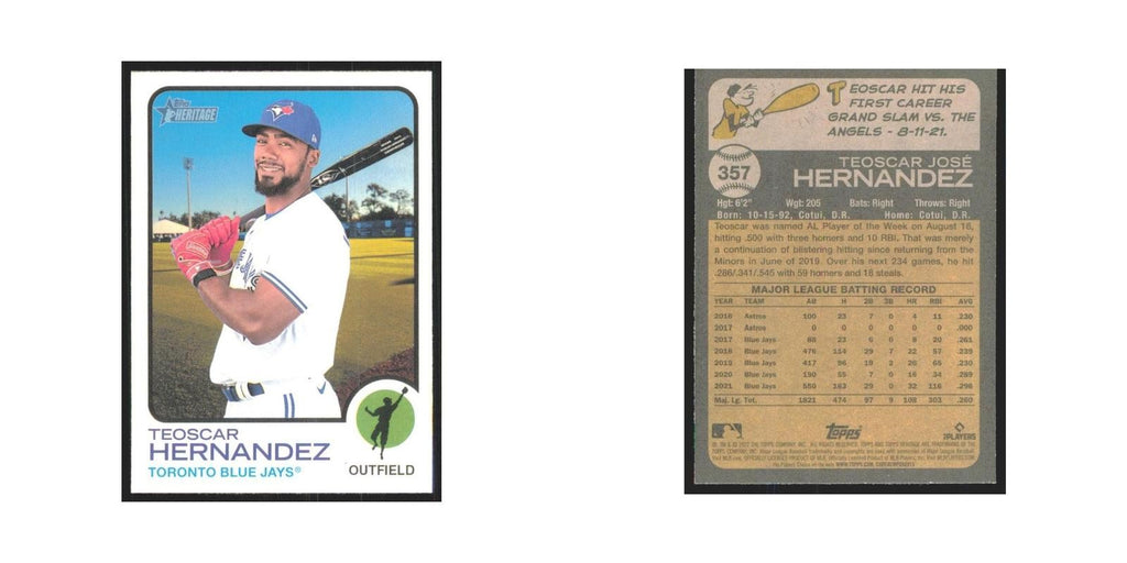 2022 Topps Heritage Teoscar Hernandez Blue Jays #357