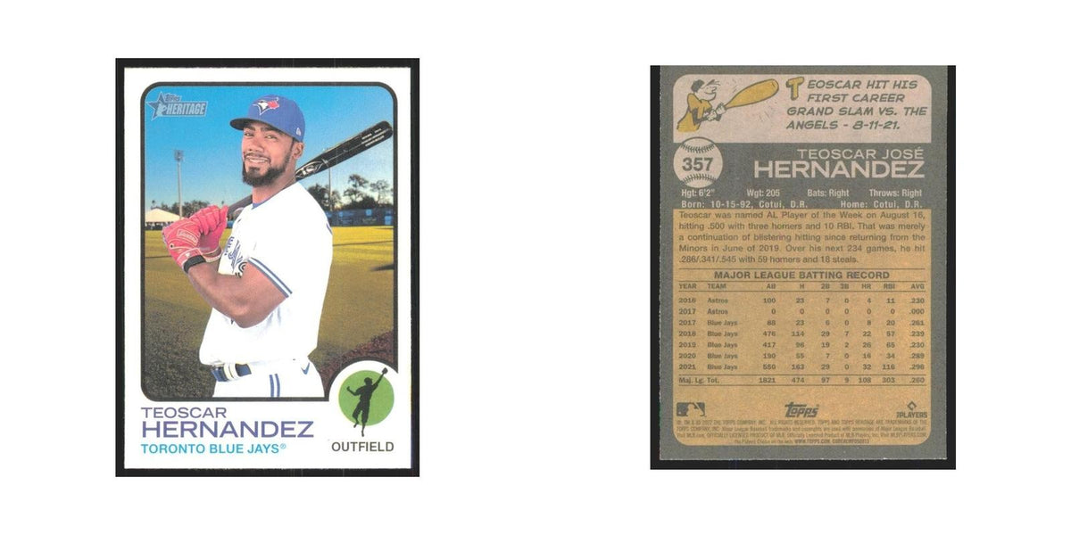 2022 Topps Heritage Teoscar Hernandez Blue Jays #357