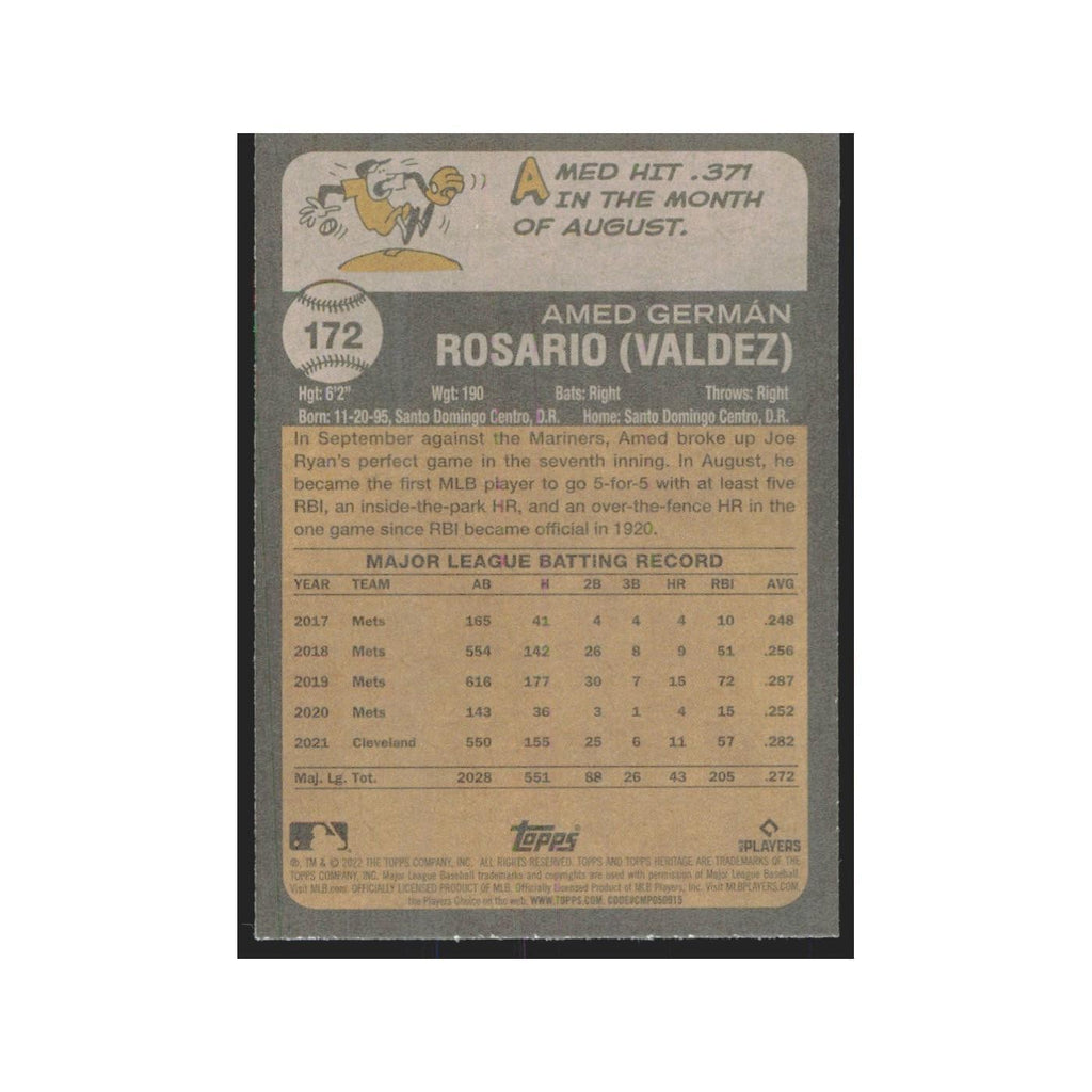 2022 Topps Heritage Amed Rosario Guardians #172