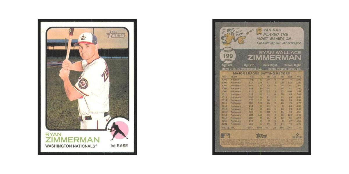 2022 Topps Heritage Ryan Zimmerman Nationals #199