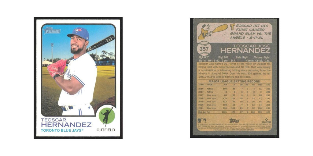 2022 Topps Heritage Teoscar Hernandez Blue Jays #357