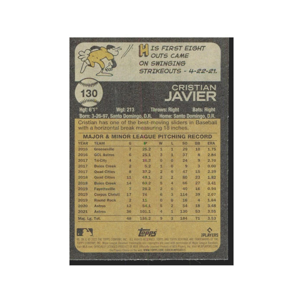 2022 Topps Heritage Cristian Javier Astros #130