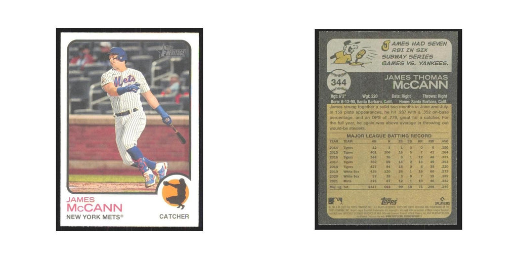 2022 Topps Heritage James McCann Mets #344