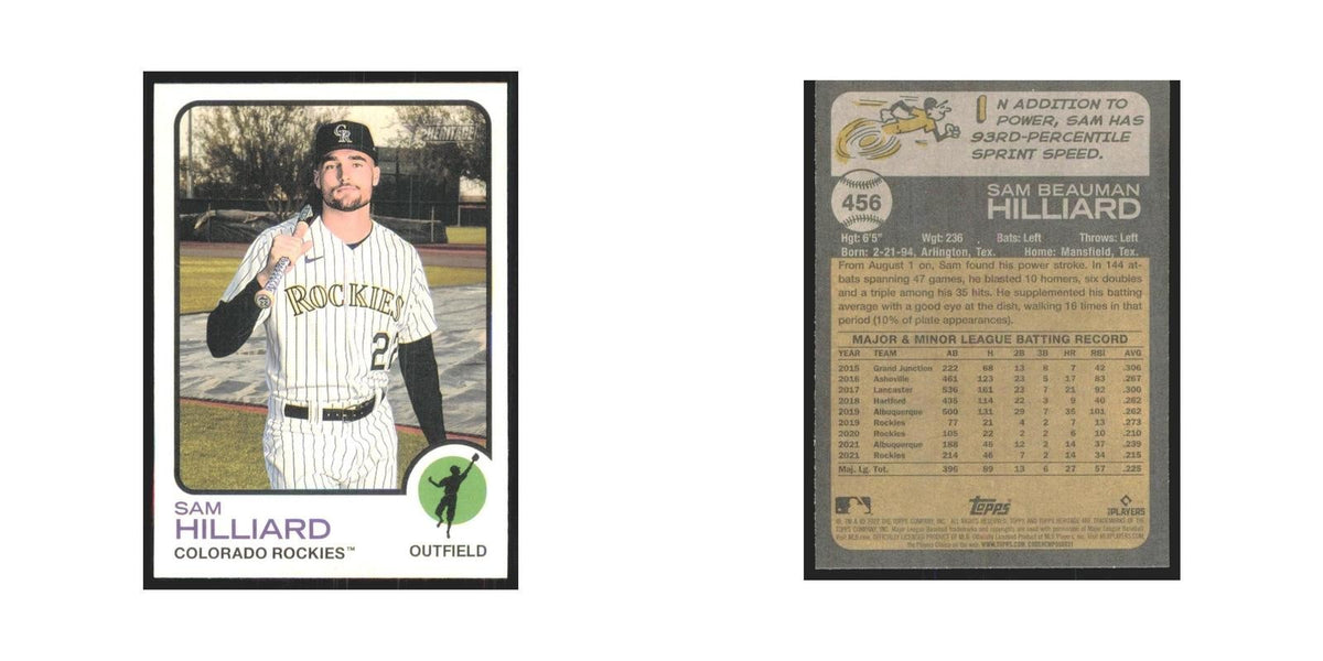 2022 Topps Heritage Sam Hilliard Rockies #456