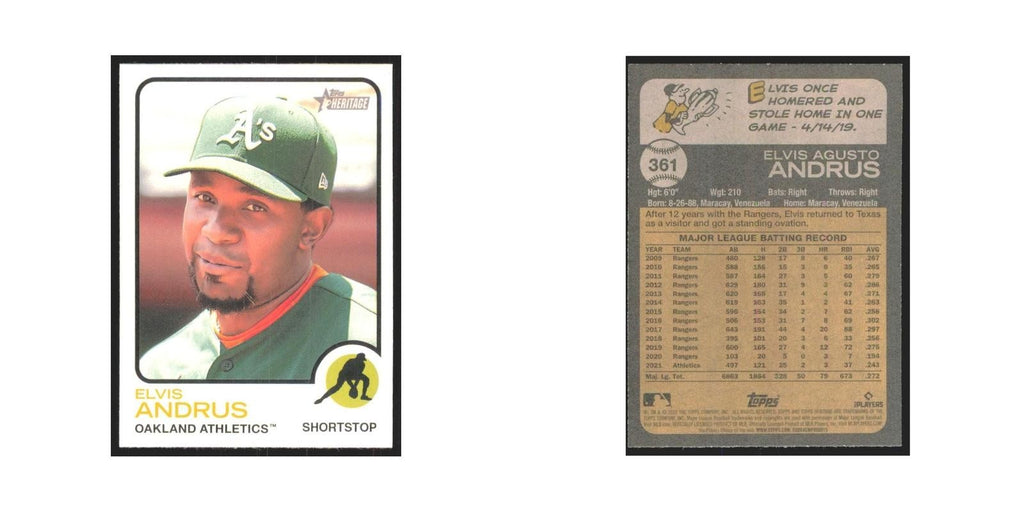 2022 Topps Heritage Elvis Andrus Athletics #361