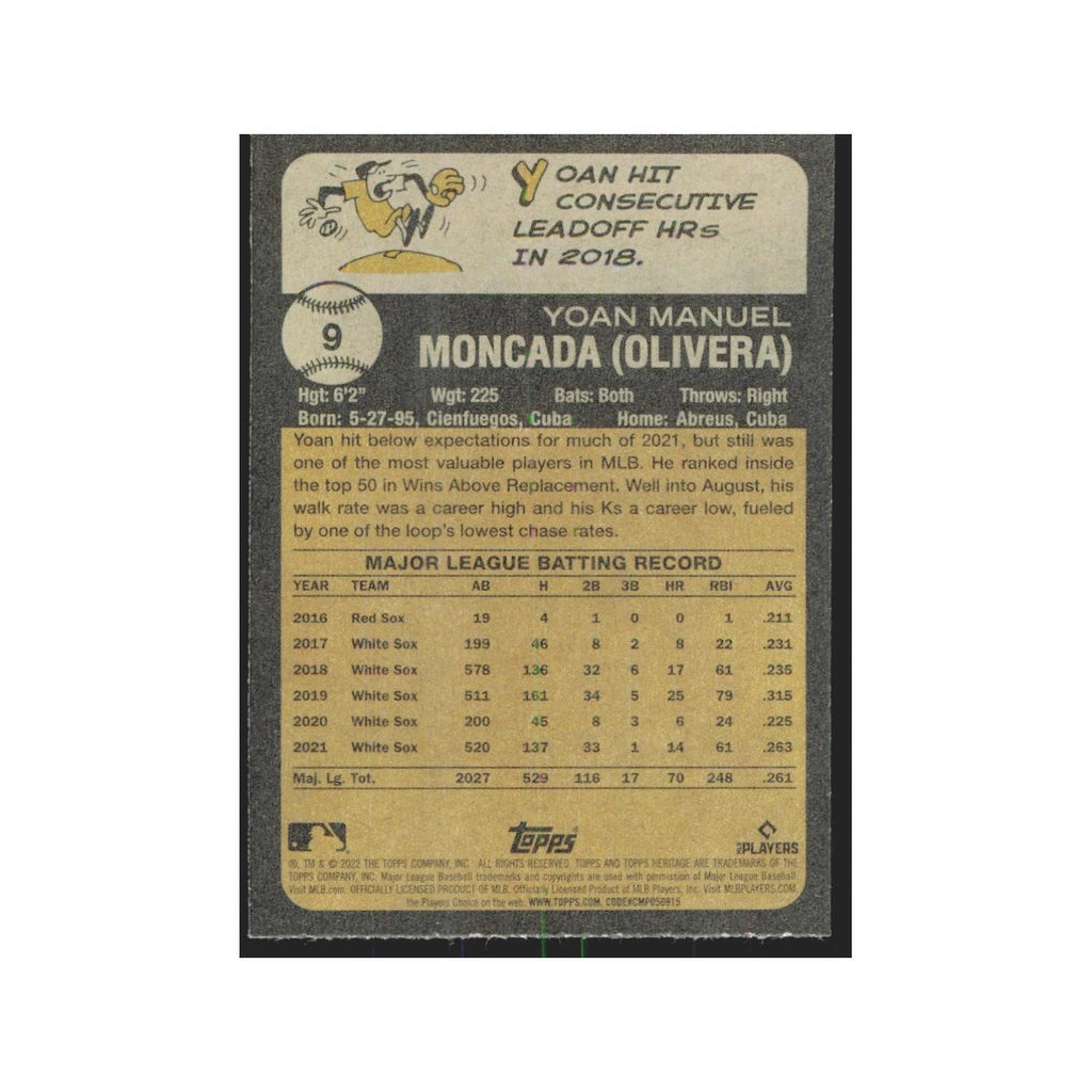 2022 Topps Heritage Yoan Moncada White Sox #9