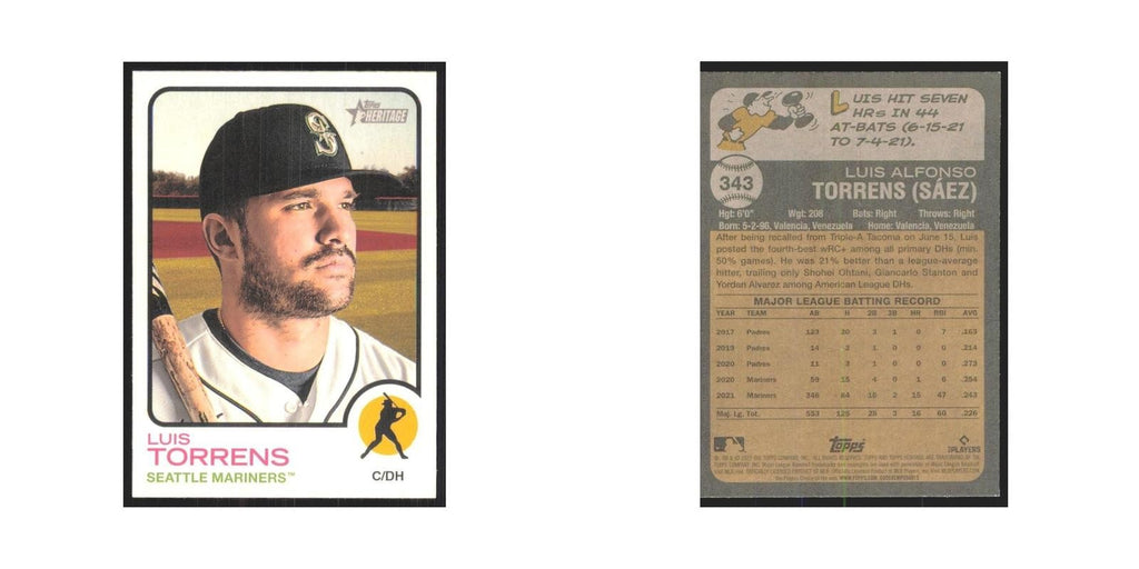 2022 Topps Heritage Luis Torrens Mariners #343