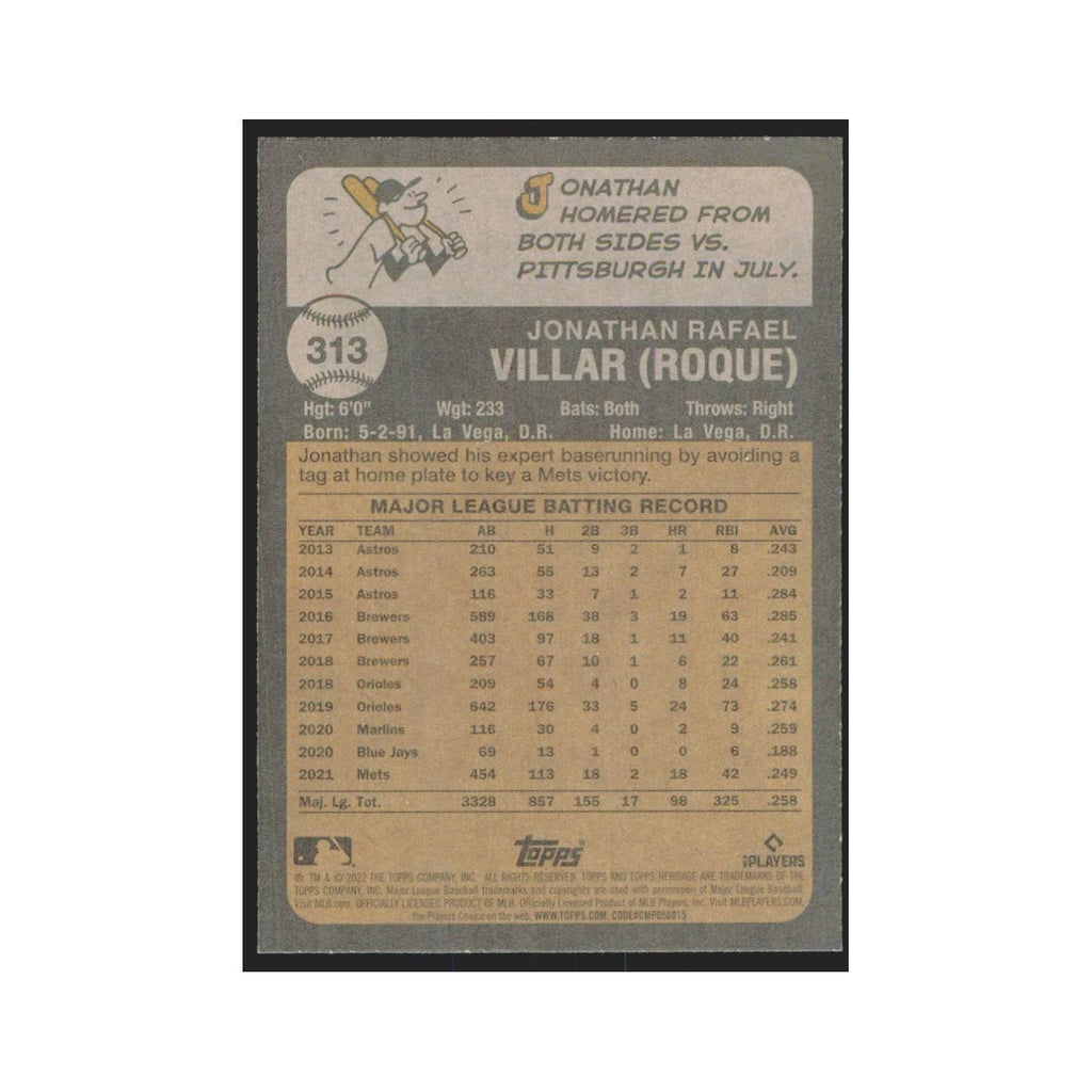 2022 Topps Heritage Jonathan Villar Mets #313